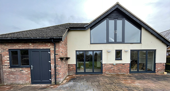 modern house exterior with large windows